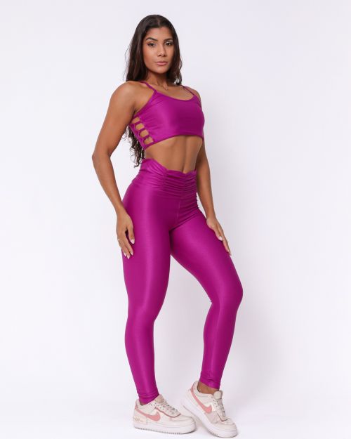 Conjunto Calça Básica Cós Franzido Compressão + Top Marta