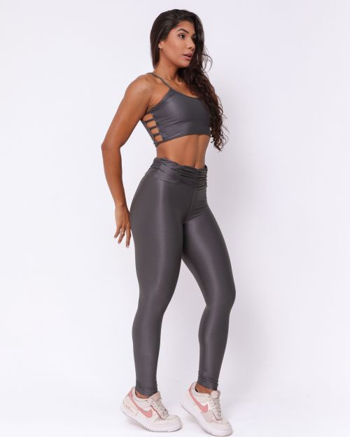Conjunto Calça Básica Cós Franzido Compressão + Top Marta