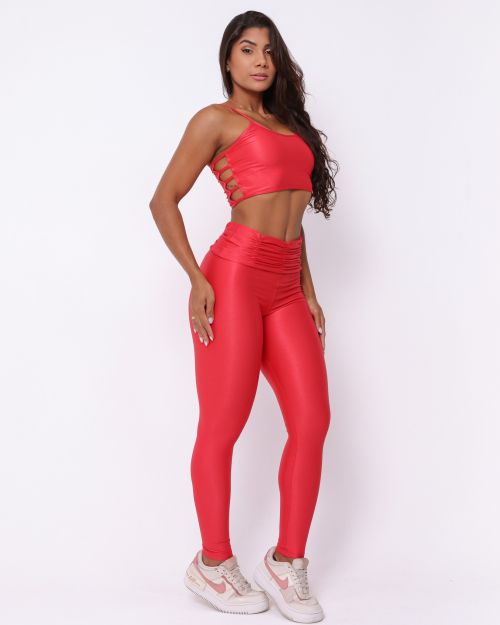 Conjunto Calça Básica Cós Franzido Compressão + Top Marta