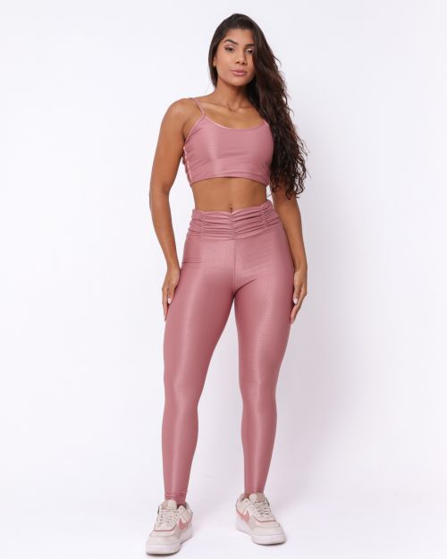 Conjunto Calça Básica Cós Franzido Compressão + Top Marta
