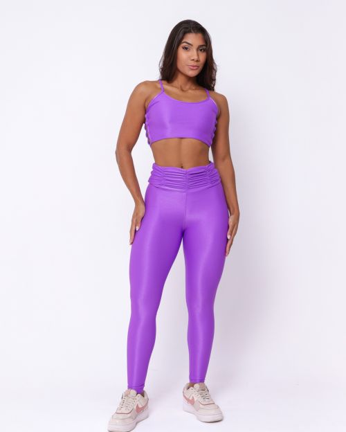 Conjunto Calça Básica Cós Franzido Compressão + Top Marta
