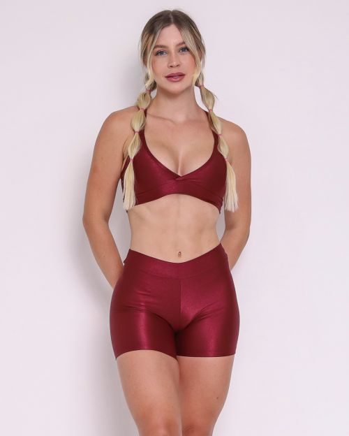Conjunto Short Básico Cós Fino Compressão + Top Vivi