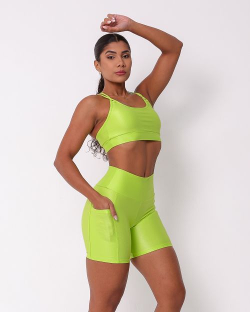 Conjunto Short Bolso Duplo Compressão + Top Lu