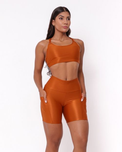 Conjunto Short Bolso Duplo Compressão + Top Lu
