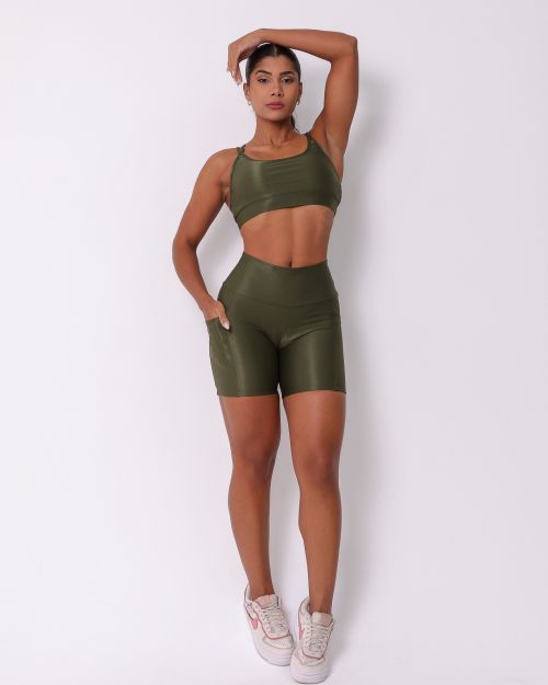 Conjunto Short Bolso Duplo Compressão + Top Lu