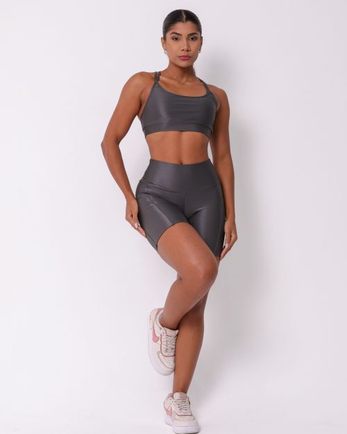 Conjunto Short Bolso Duplo Compressão + Top Lu