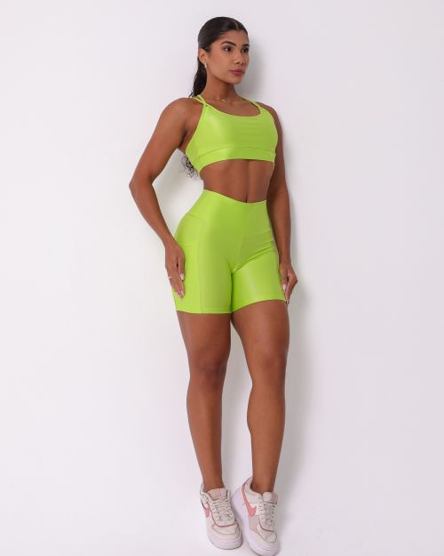 Conjunto Short Bolso Duplo Compressão + Top Lu