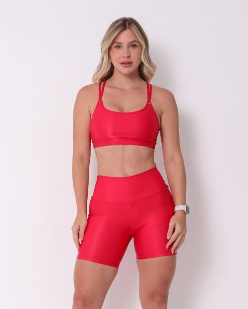 Conjunto Short Bolso Duplo Compressão + Top Lu