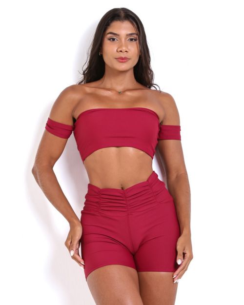 Conjunto Short B�sico C�s Franzido Light + Top Ciganinha
