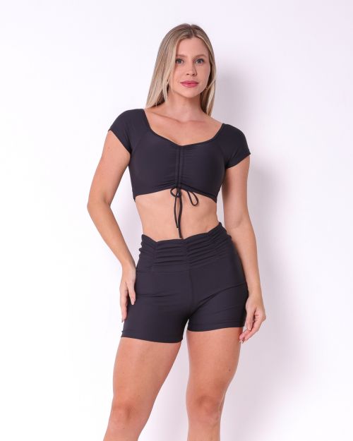 Conjunto Short B�sico C�s Franzido Light + Top Manguinha