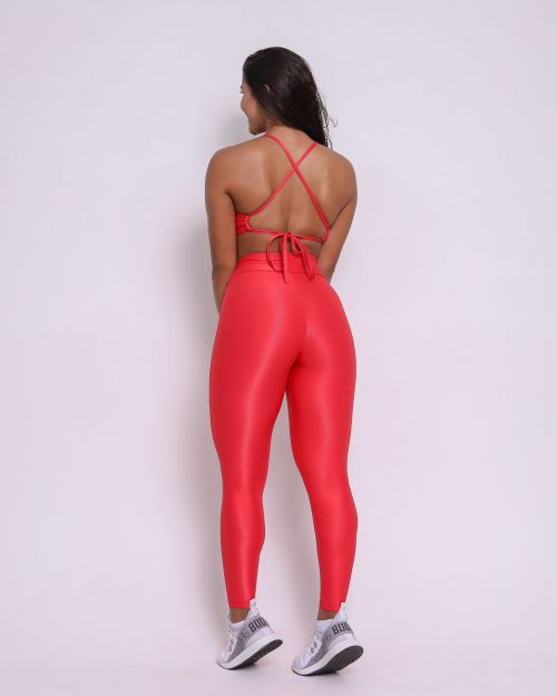 Conjunto Calça Legging Básica Cós Cruzado Compressão + Top Paula
