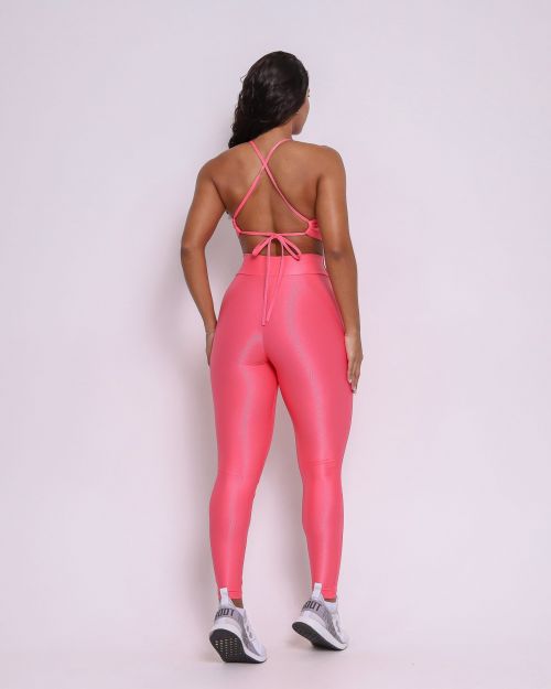 Conjunto Calça Legging Básica Cós Cruzado Compressão + Top Paula