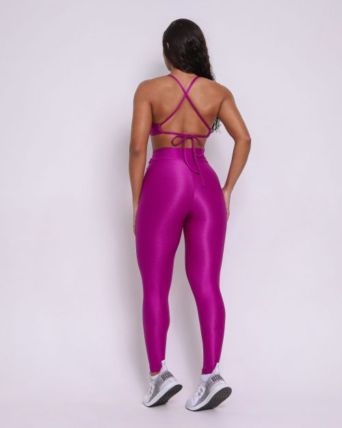 Conjunto Calça Legging Básica Cós Cruzado Compressão + Top Paula
