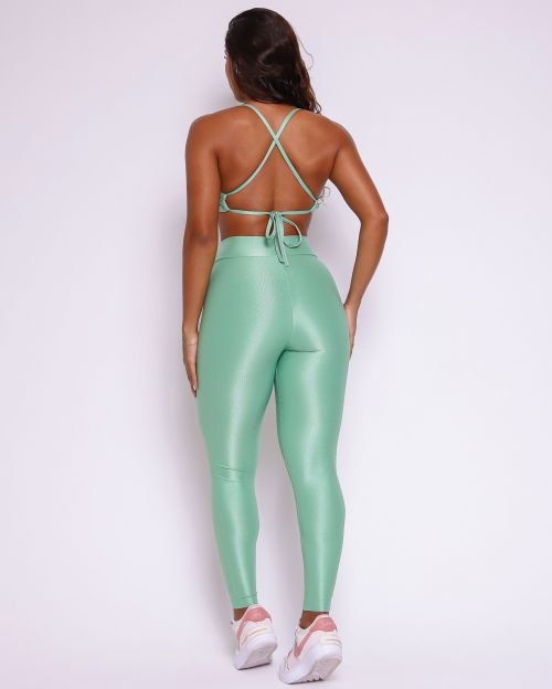 Conjunto Calça Legging Básica Cós Cruzado Compressão + Top Paula