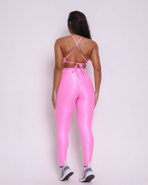 Conjunto Calça Legging Básica Cós Cruzado Compressão + Top Paula