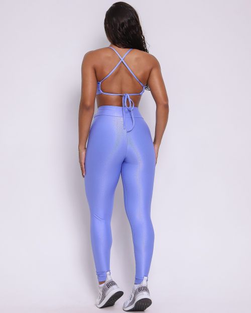 Conjunto Calça Legging Básica Cós Cruzado Compressão + Top Paula