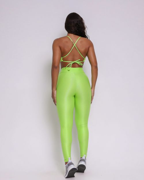Conjunto Calça Legging Básica Cós Cruzado Compressão + Top Paula