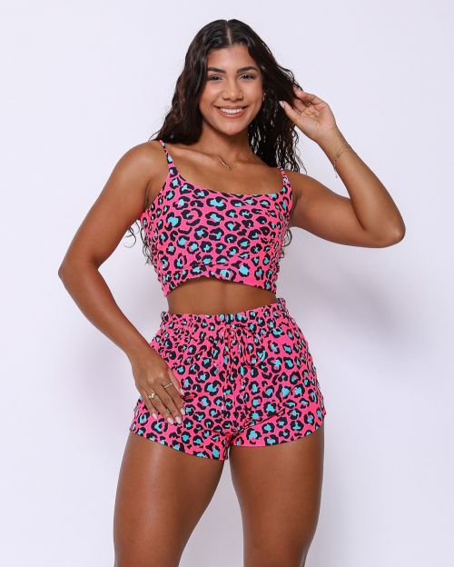 Conjunto Short Boxer Basic Light Onça Pantanal + Top Regatinha