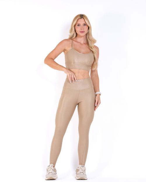 Conjunto Calça Legging Básica Bolso Compressão + Top Kelly