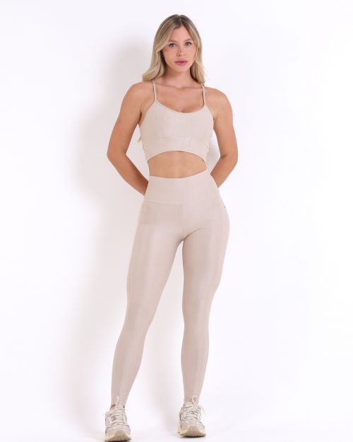 Conjunto Calça Legging Básica Bolso Compressão + Top Kelly