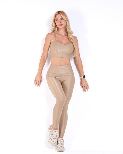Conjunto Calça Legging Básica Bolso Compressão + Top Kelly