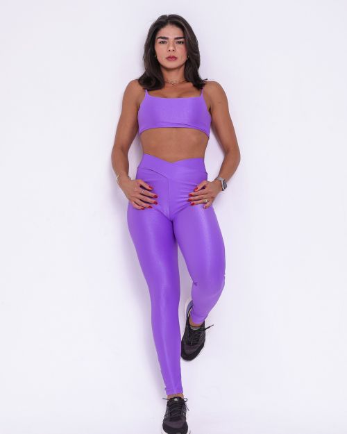 Conjunto Cal�a Legging B�sica C�s Cruzado Compress�o + Top Ju