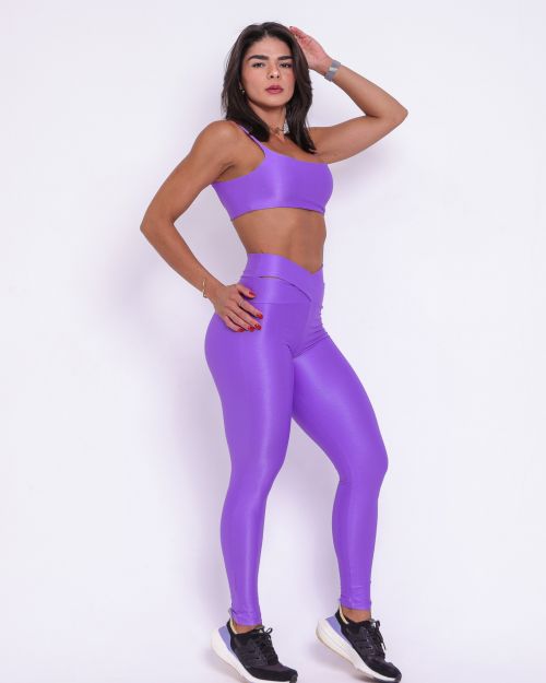 Conjunto Cal�a Legging B�sica C�s Cruzado Compress�o + Top Ju