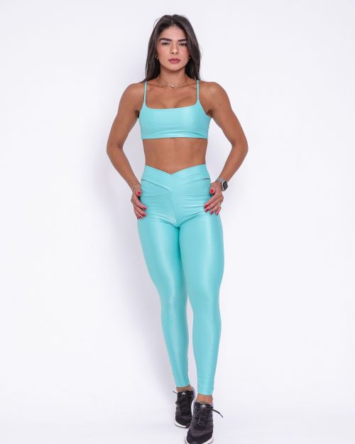 Conjunto Cal�a Legging B�sica C�s Cruzado Compress�o + Top Ju