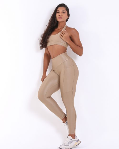 Conjunto Calça Básica Bolso Compressão + Top Jhully