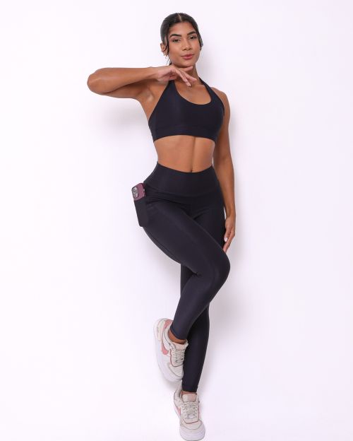Conjunto Calça Básica Bolso Compressão + Top Jhully