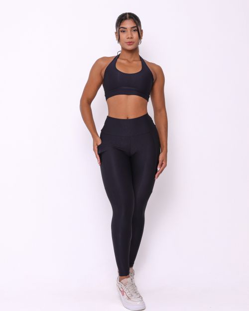 Conjunto Calça Básica Bolso Compressão + Top Jhully