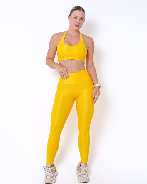 Conjunto Calça Básica Bolso Compressão + Top Jhully