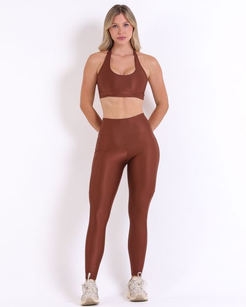 Conjunto Calça Básica Bolso Compressão + Top Jhully