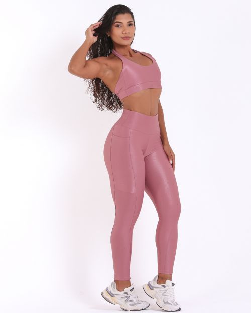 Conjunto Calça Básica Bolso Compressão + Top Jhully