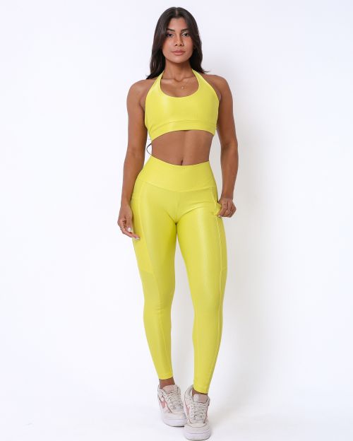 Conjunto Calça Básica Bolso Compressão + Top Jhully