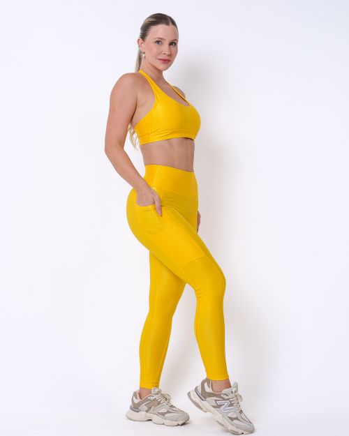 Conjunto Calça Básica Bolso Compressão + Top Jhully