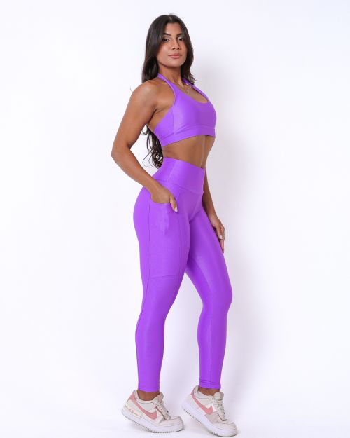 Conjunto Calça Básica Bolso Compressão + Top Jhully