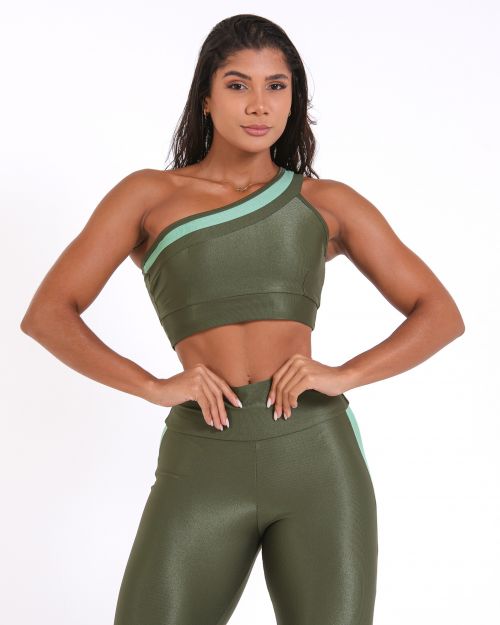 Conjunto Calça Legging Balance Compressão Bicolor + Top Paloma