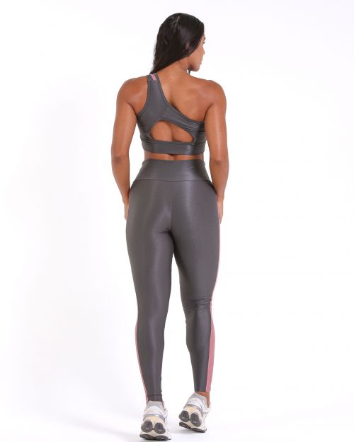 Conjunto Calça Legging Balance Compressão Bicolor + Top Paloma