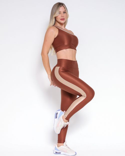 Conjunto Calça Legging Balance Compressão Bicolor + Top Paloma
