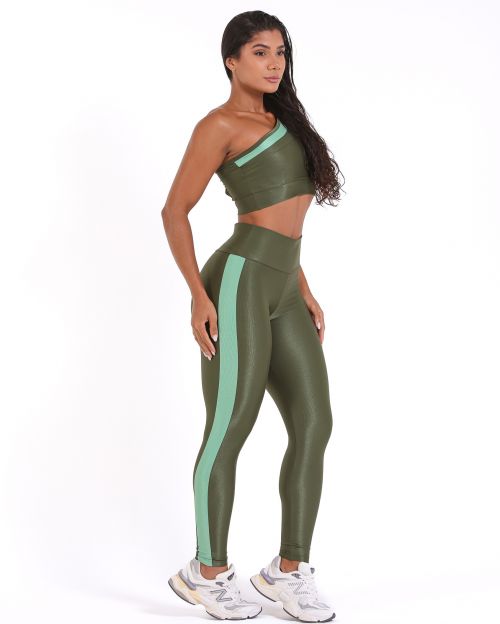 Conjunto Calça Legging Balance Compressão Bicolor + Top Paloma
