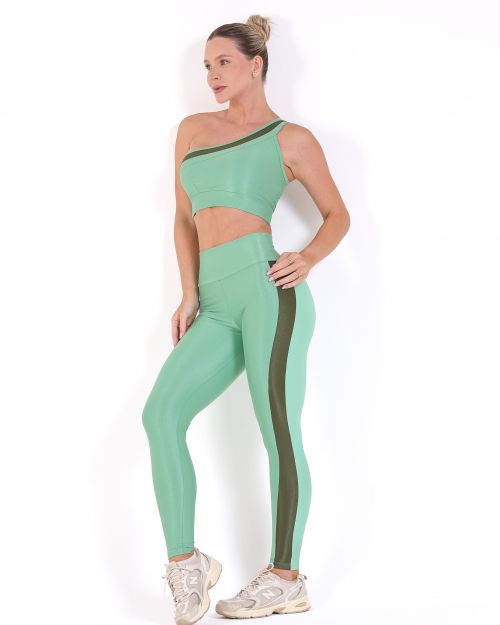 Conjunto Calça Legging Balance Compressão Bicolor + Top Paloma