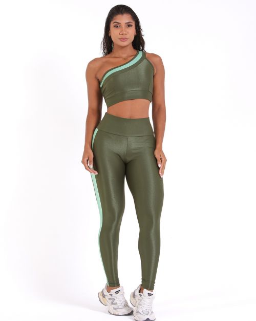 Conjunto Calça Legging Balance Compressão Bicolor + Top Paloma