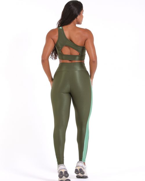 Conjunto Calça Legging Balance Compressão Bicolor + Top Paloma