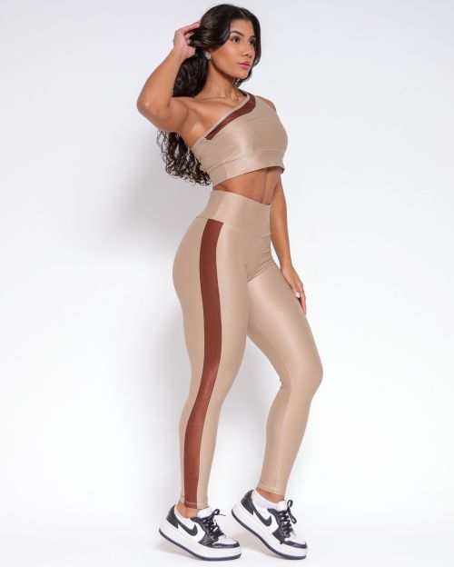 Conjunto Calça Legging Balance Compressão Bicolor + Top Paloma