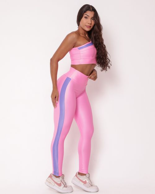 Conjunto Calça Legging Balance Compressão Bicolor + Top Paloma