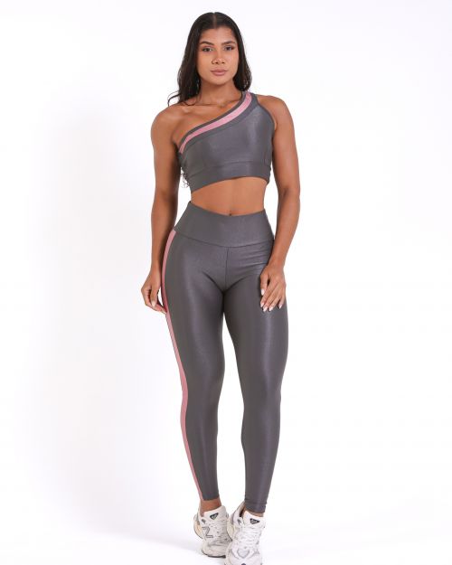 Conjunto Calça Legging Balance Compressão Bicolor + Top Paloma