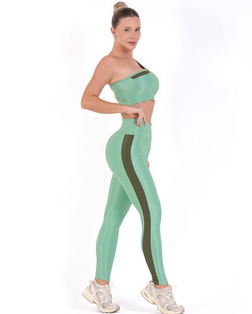 Conjunto Calça Legging Balance Compressão Bicolor + Top Paloma