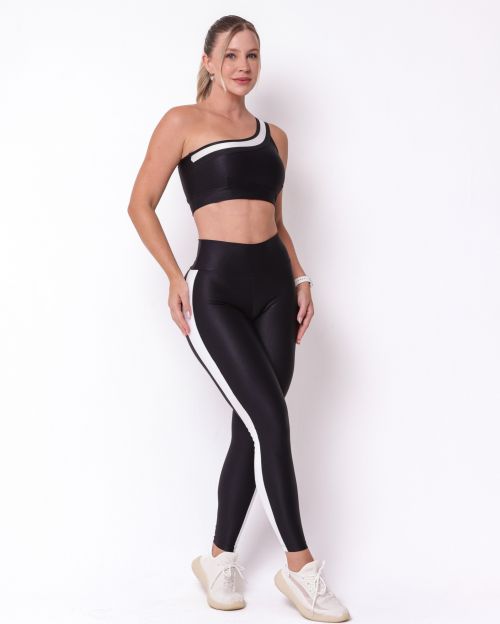 Conjunto Calça Legging Balance Compressão Bicolor + Top Paloma