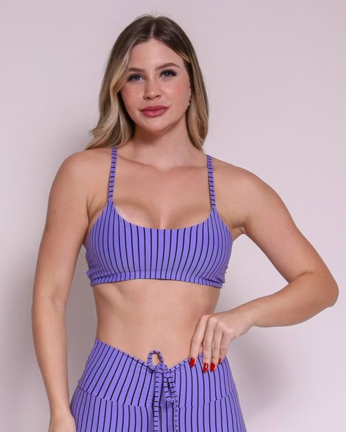 Top Aline Listrado Preto
